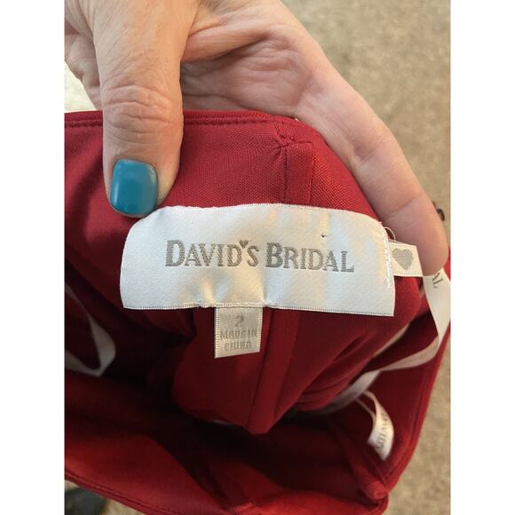 Davids Bridal Formal Pleated Glam Chiffon Maxi Dress Women 2 Prom Wedding Hoco - Picture 8 of 8